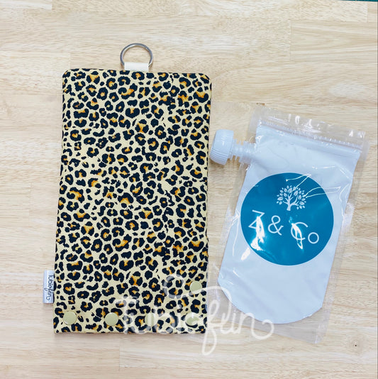 Insulated Milk Bag Suitable for 500ml Z & Co Reusable Pouches - Leopard Spots
