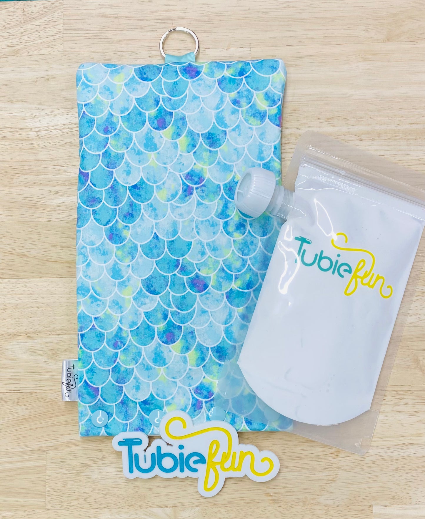 NEW Insulated Milk Bag Suitable for Tubie Fun 500ml Reusable Pouches - Blue Mermaid Scales