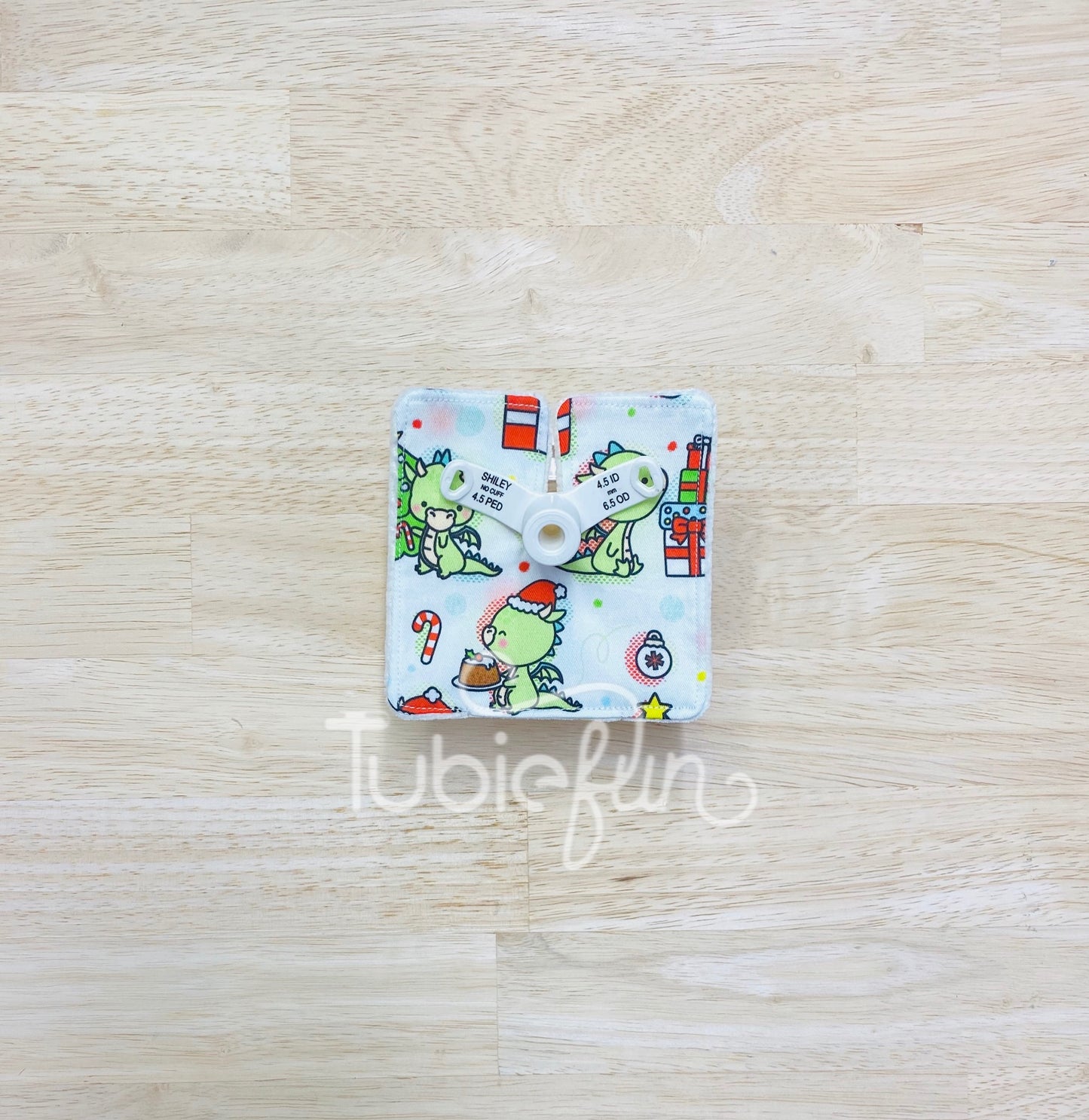 Tracheostomy Pad Cover - Christmas Dinosaurs with Trees