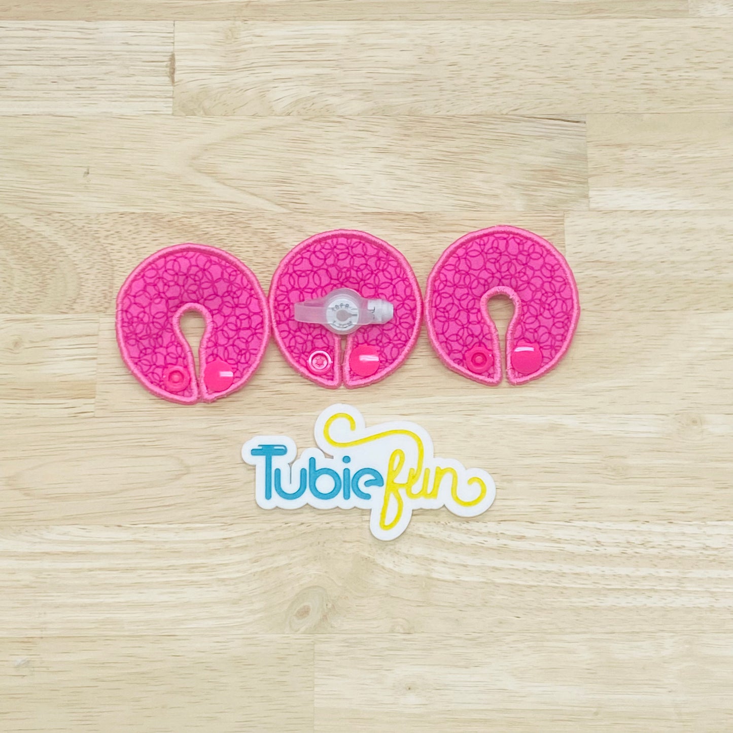 G-Tube Button Pad Cover - Pink Circles on Pink