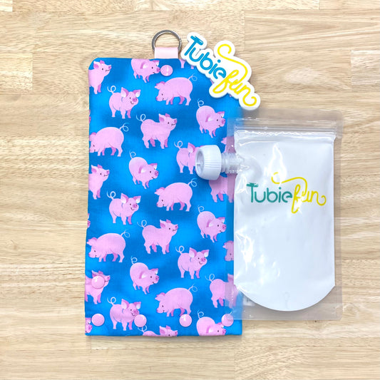 NEW Insulated Milk Bag Suitable for Tubie Fun 500ml Reusable Pouches - Pigs